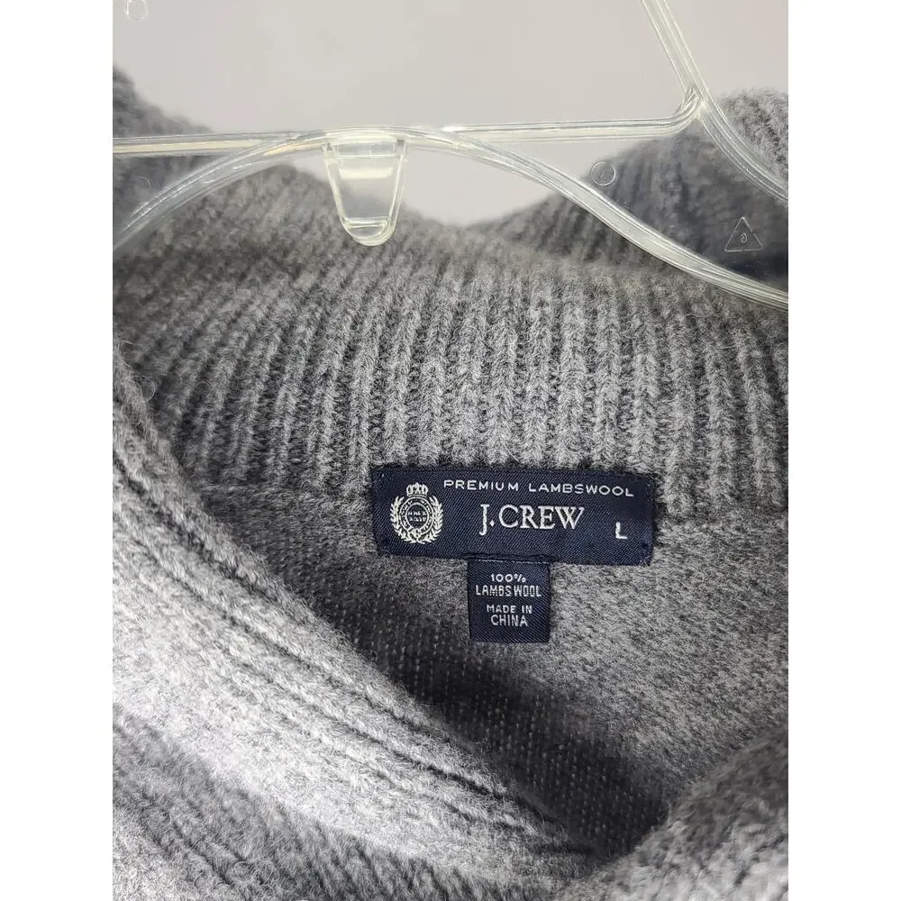 J Crew shawl collar gray premium lambswool sweater - large